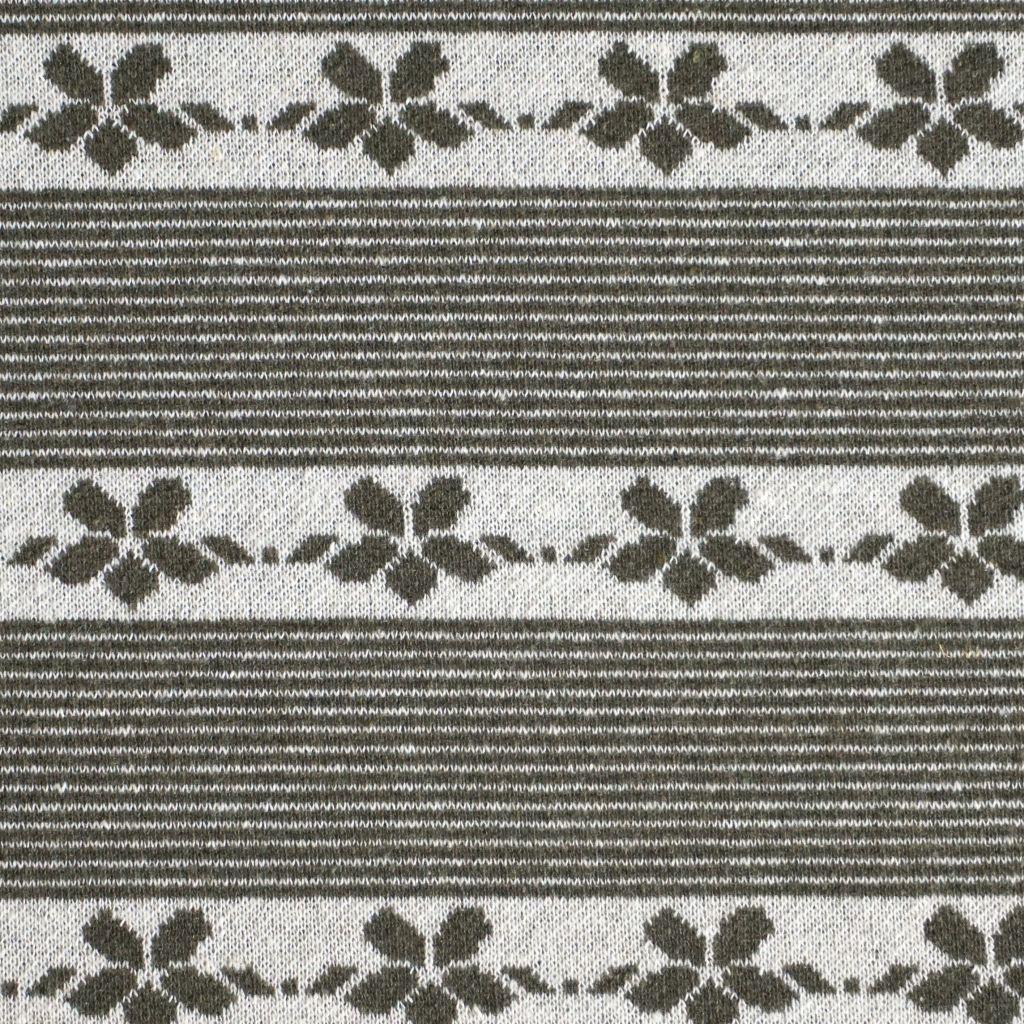 Preview: Jacquard-Strick Blumenmuster Streifen Tracht olivgrün
